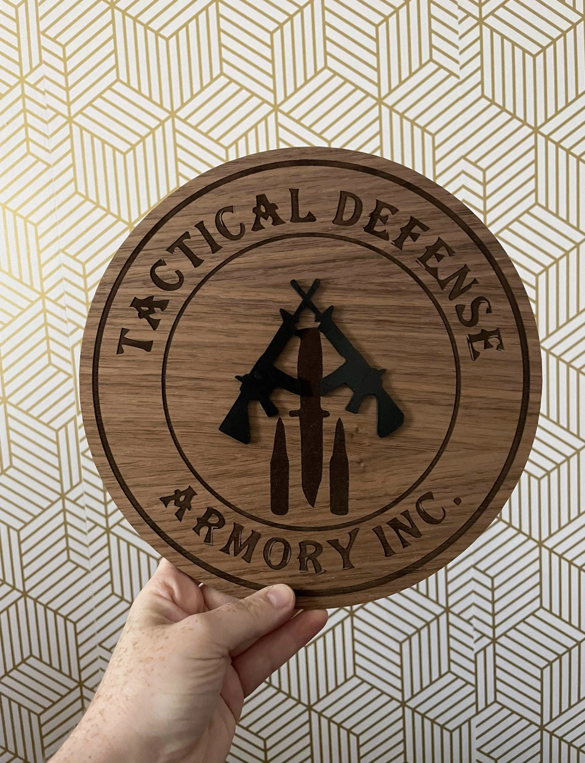 Engraved Wood & Layered Signage for Tactical Defense Armory Inc.